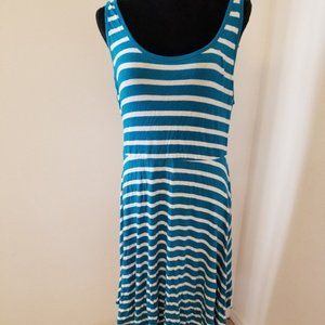 Old Navy Teal and cream Striped Dress